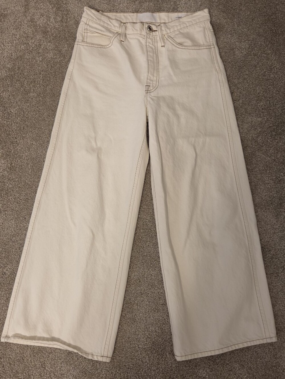FRAME Le Italien Wide Leg Crop Jeans - Blanc / Ivory - Size 26 Rigid Cotton